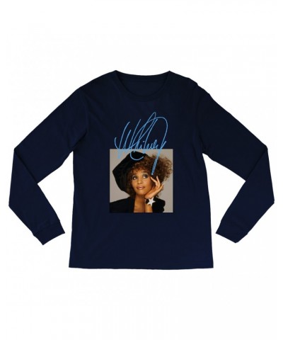 Whitney Houston Long Sleeve Shirt | Whitney Star Photoshoot With True Blue Signature Shirt $4.99 Shirts