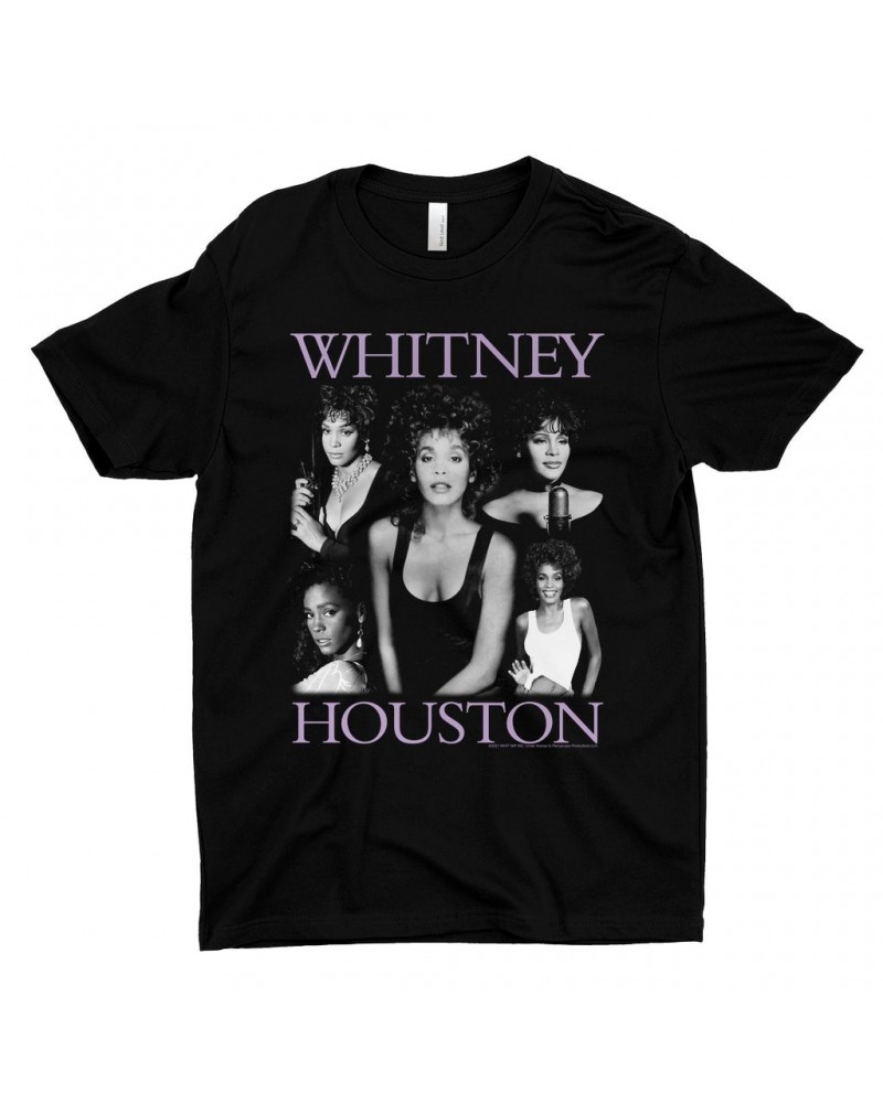 Whitney Houston T-Shirt | Purple Photo Collage Design Shirt $8.57 Shirts