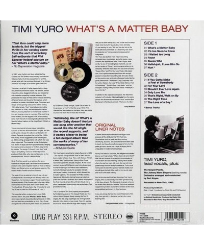 Timi Yuro Timi Yuro LP - What's A Matter Baby (ltd. ed.) (180g) (HighDef VV) (Vinyl) $6.60 Vinyl