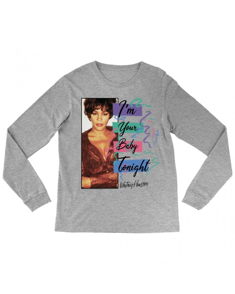 Whitney Houston Long Sleeve Shirt | I'm Your Baby Tonight Pastel Party Shirt $9.22 Shirts