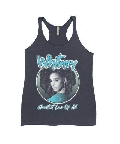 Whitney Houston Ladies' Tank Top | Turquoise Greatest Love Of All Album Design Shirt $12.99 Shirts