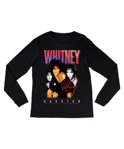 Whitney Houston Long Sleeve Shirt | Triple Red Purple Collage Shirt $4.64 Shirts